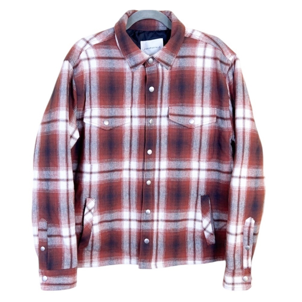 Aeropostale Flannel Shacket Quilted Lining Snap Front Pockets Outdoor Gorpcore M